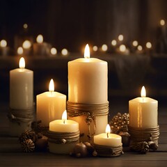 Obraz na płótnie Canvas candle, flame, candles, fire, light, christmas, candlelight, wax, dark, burning, night, celebration, decoration, 