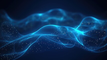 3d abstract digital technology blue light particles on blue background