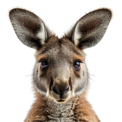 Obraz premium Kangaroo Face Shot Isolated on Transparent or White Background, PNG