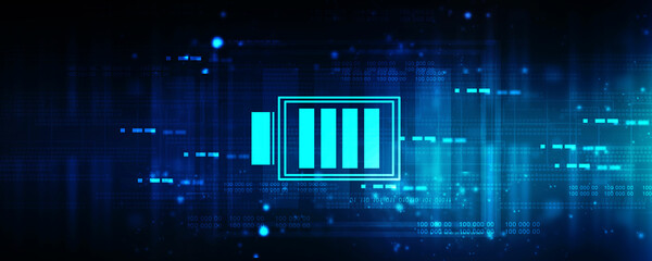 3d rendering Electrical energy and power supply source concept, accumulator battery with charging level full
   