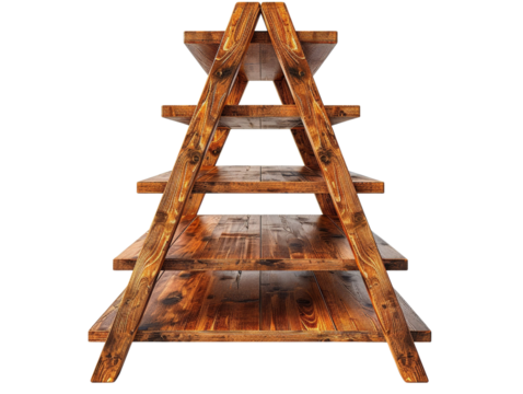Ladder Shelf Isolated on Transparent or White Background, PNG