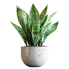 Snake Plant in Pot Isolated on Transparent or White Background, PNG