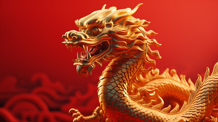 Obraz premium Chinese golden Dragon as symbol of 2024