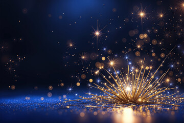 Fototapeta premium Abstract Royal Blue Sparkles Light and Stars, Neon Glitter Particles Background