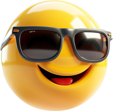 3d cheerful glasses emoji isolated on transparent background. PNG