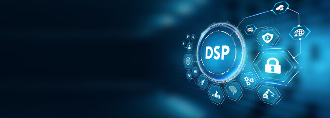 DSP - Demand Side Platform usiness, Technology, Internet and network concept. 3d illustration