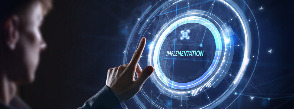 IMPLEMENTATION, web technology concept. Business, Technology, Internet and network concept. 3d illustration