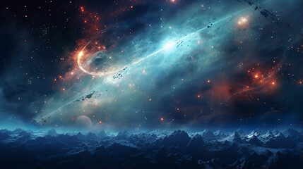 Fototapeta premium deep space background with beautiful stars and galaxies