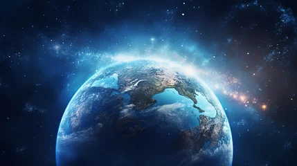 Photo sur Plexiglas Pleine Lune arbre earth from space earth globe with stars and nebula