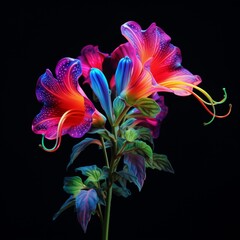 Ash leaved Trumpet Flower neon Color AI Generated pictures