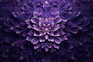 Purple color floral pattern in 3d - obrazy, fototapety, plakaty