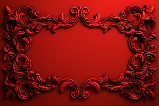 Red color card design with frames borders for greeting card, invitation card, or banners