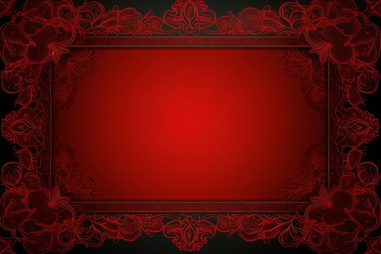 Red color card design with frames borders for greeting card, invitation card, or banners