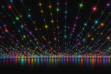 Fototapeta na wymiar Twinkling Lights, Neon Glitter Particles Background