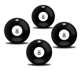 Black billiard balls number eight - obrazy, fototapety, plakaty