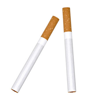 unlit cigarettes isolated