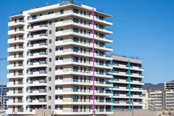 High rise apartment buildings seen in Barcelona, Spain