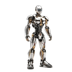 A robot in isolation, isolated robotic concept, single robot on a white backdrop
