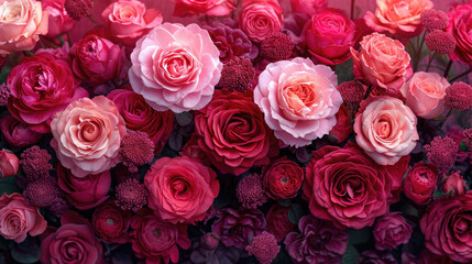 Luxurious Roses in Radiant Reds and Pinks
