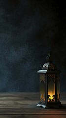 An Elegant Islamic Ramadan Lantern Illuminating the Dark. Ramadhan Month