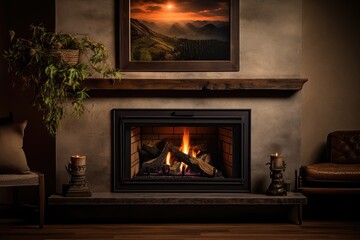Naklejka premium Cozy fireplace in Gothic style