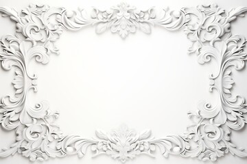 White frame with floral border texture in 3d