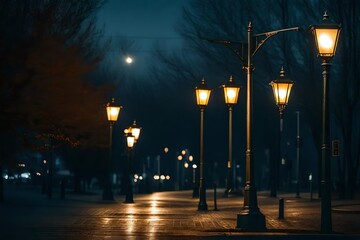 street lights in the night