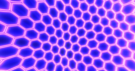 Abstract energy purple cells hexagons with waves background
