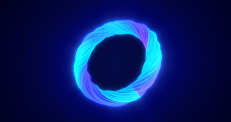 Abstract blue energy magic bright glowing spinning ring of lines, background