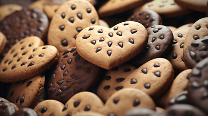 Chocolate-Drizzled Affection: Heart-Shaped Cookies with Chocolate Accents
 - obrazy, fototapety, plakaty