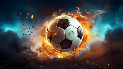 Naklejka premium soccer ball in flames