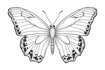 Black and white outline of a butterfly for coloring book