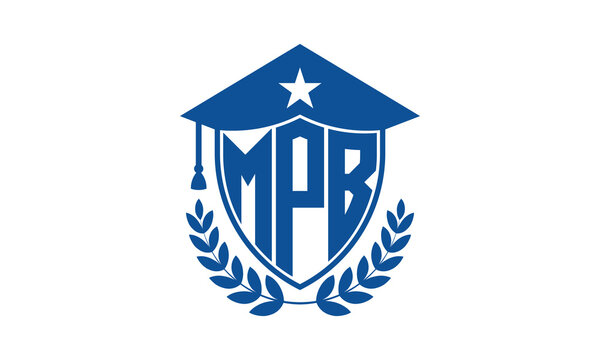MPB three letter iconic academic logo design vector template. monogram, abstract, school, college, university, graduation cap symbol logo, shield, model, institute, educational, coaching canter, tech