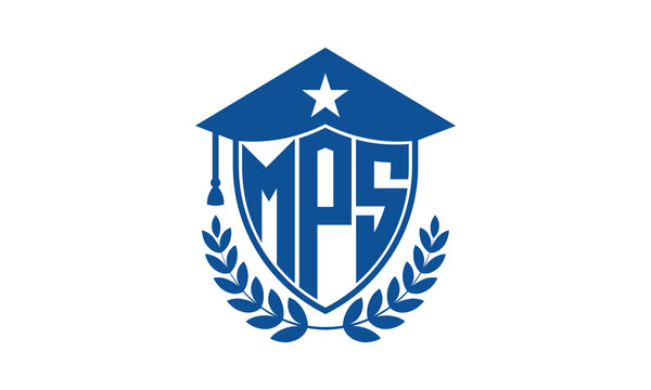 MPS three letter iconic academic logo design vector template. monogram, abstract, school, college, university, graduation cap symbol logo, shield, model, institute, educational, coaching canter, tech