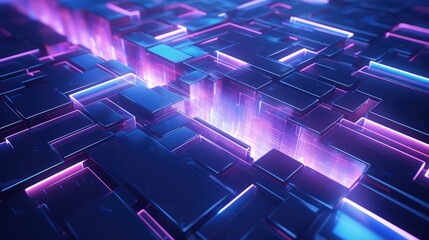 3d rendering of purple and blue abstract geometric background advertising sci fi illustration