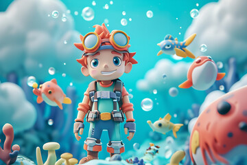 Fototapeta premium game character background 3d stylish wallpaper illustration