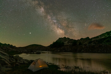 Stars, Milky Way Galaxy over Camp Tent
