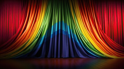 Beautiful rainbow stage curtains