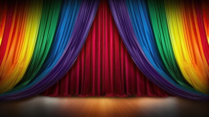 Beautiful rainbow stage curtains