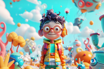 Fototapeta premium game character background 3d stylish wallpaper illustration