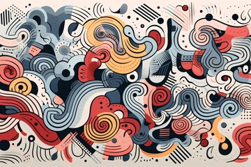 Naklejka premium Abstract colorful doodles banner design