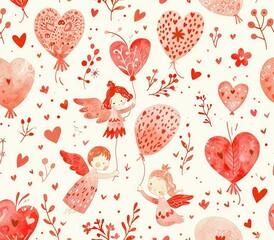 Fototapeta na wymiar Valentine's day greeting card background, cute hearts drawing on a white background 3d