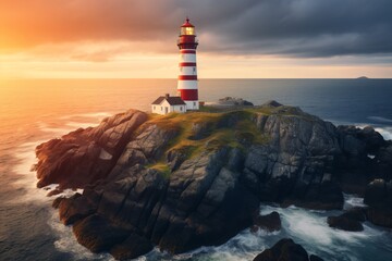 A lighthouse near the shore