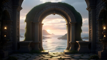 An image of a hidden portal to a fantasy realm landscape image, can use your blogs, wallpaper, background, designs, wall Arts