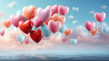 Romantic love hearts balloons, Valentine's Day concept