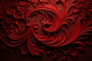 Red color floral pattern and 3d texture for wallpaper or background design