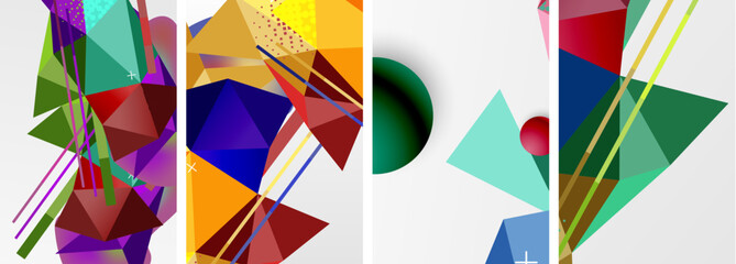 Geometric elements in abstract poster composition set. Vector illustration For Wallpaper, Banner, Background, Card, Book Illustration, landing page
