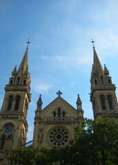 Obraz premium Saint-Ambroise, Roman Catholic parish church, under the blue sky in Paris, France