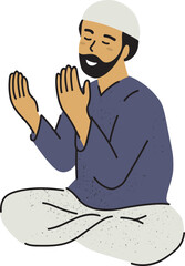 Muslim Men Praying Illustration
