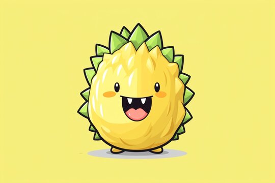 A cute cartoon illustration of a durion fruit